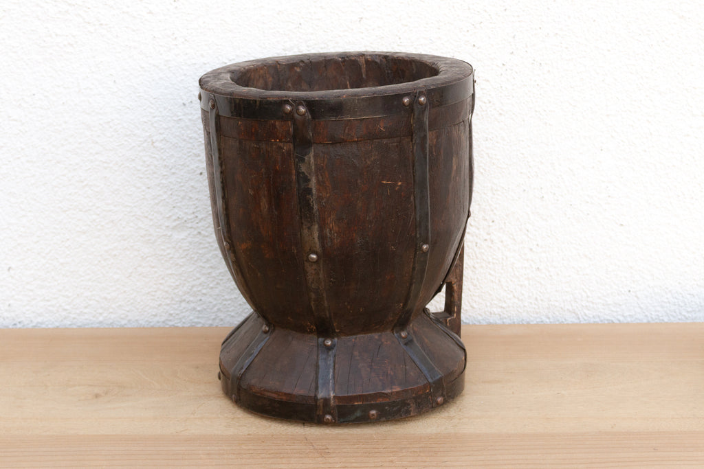 Oversize Vintage Metal Strap Ukali Vessel (Trade)