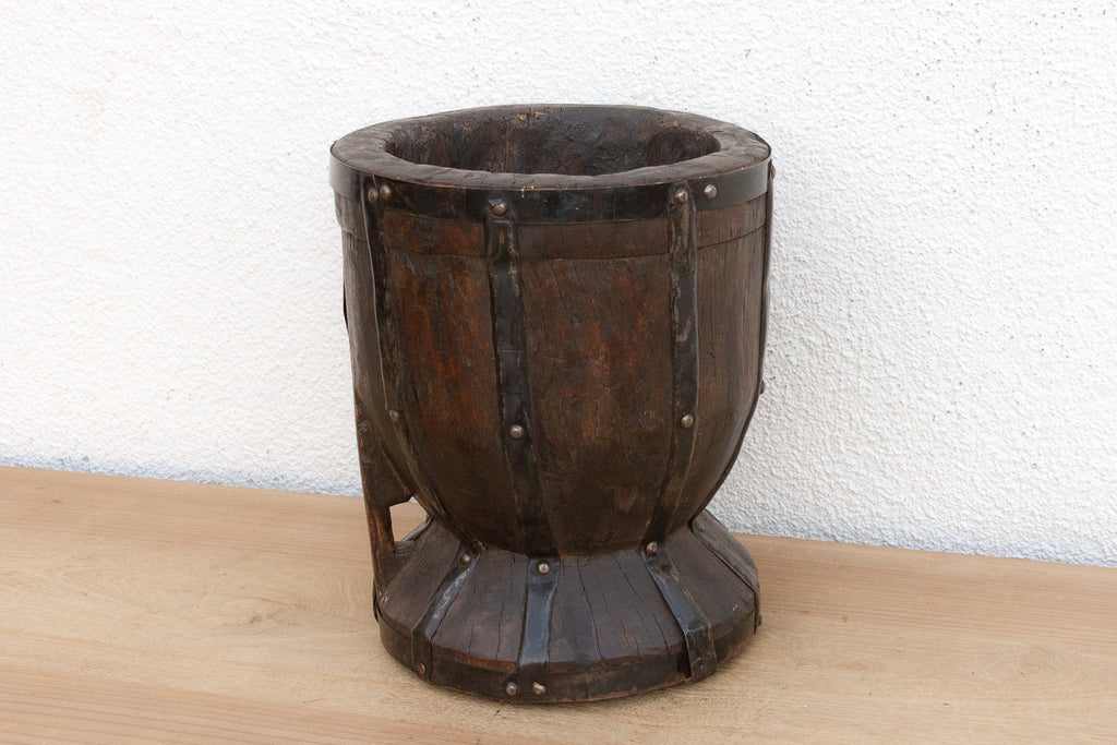 Oversize Vintage Metal Strap Ukali Vessel (Trade)