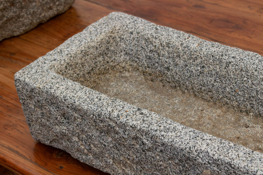 Primitive Hand-Carved Granite Basin