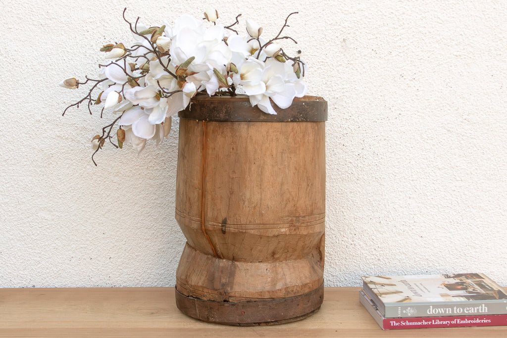 Monumental Primitive Teak & Metal Mortar