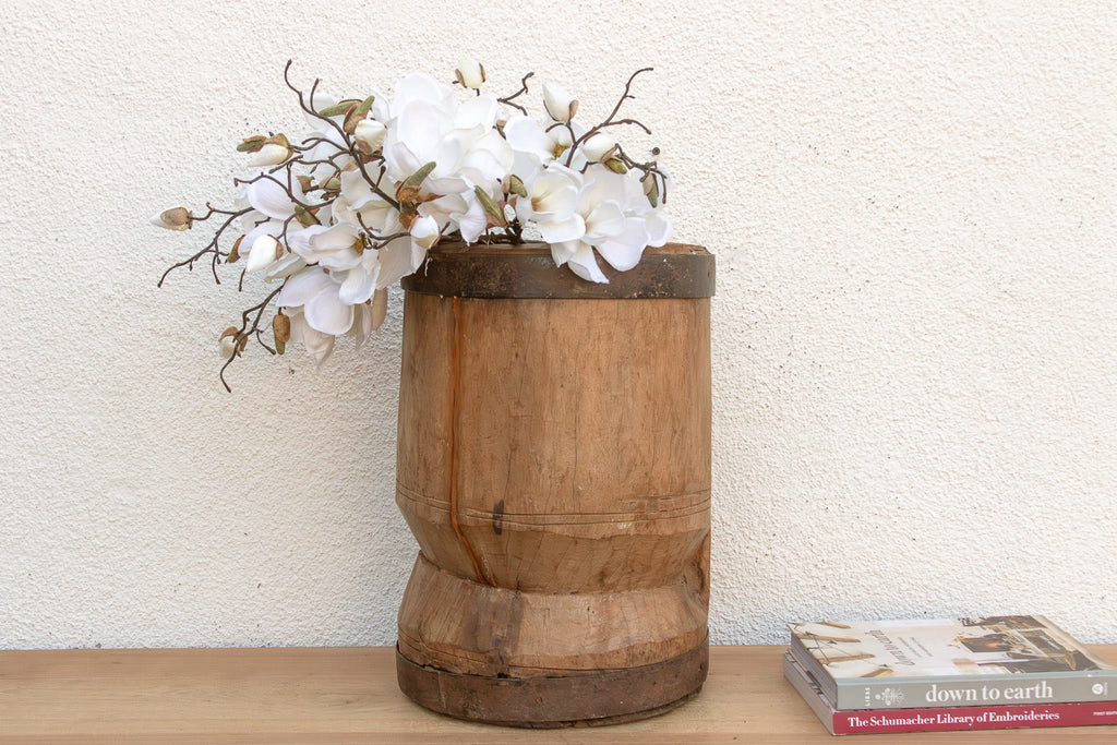 Monumental Primitive Teak & Metal Mortar