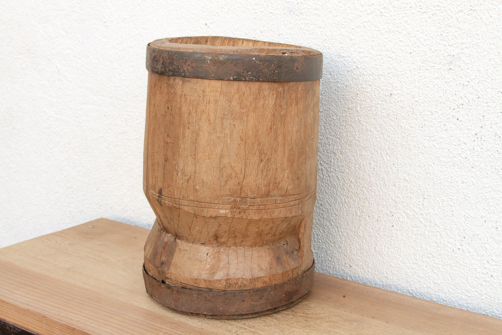 Monumental Primitive Teak & Metal Mortar