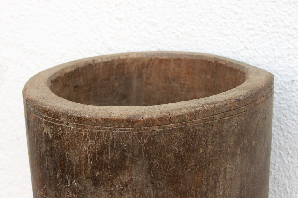 Antique Patinated Pedestal Mortar Vessel