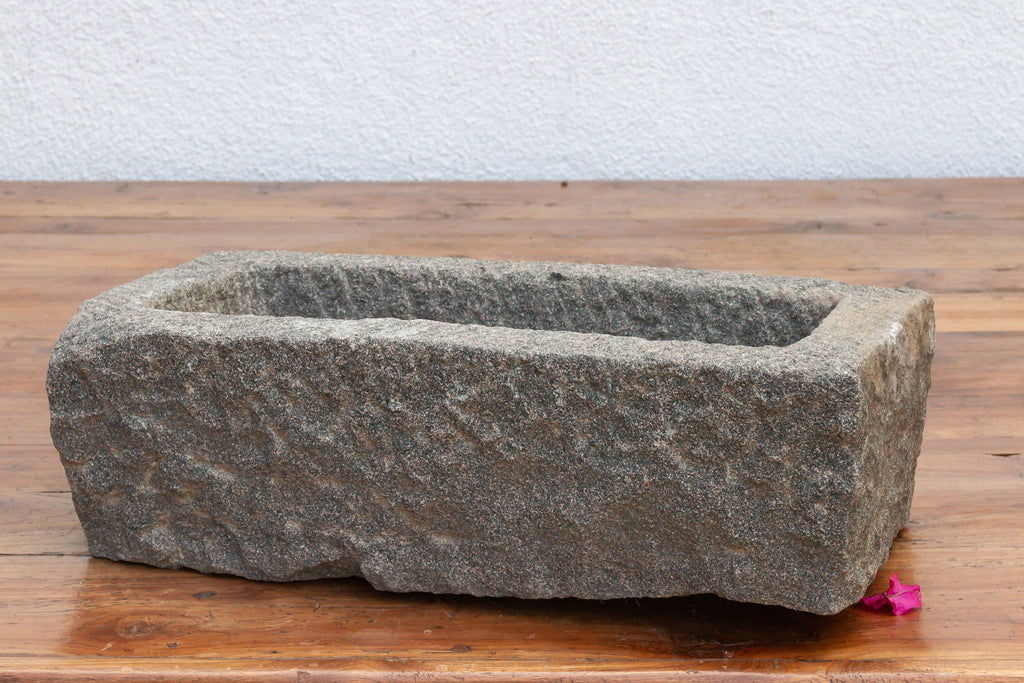 Hand-Chiseled Stone Rectangular Pot (Trade)