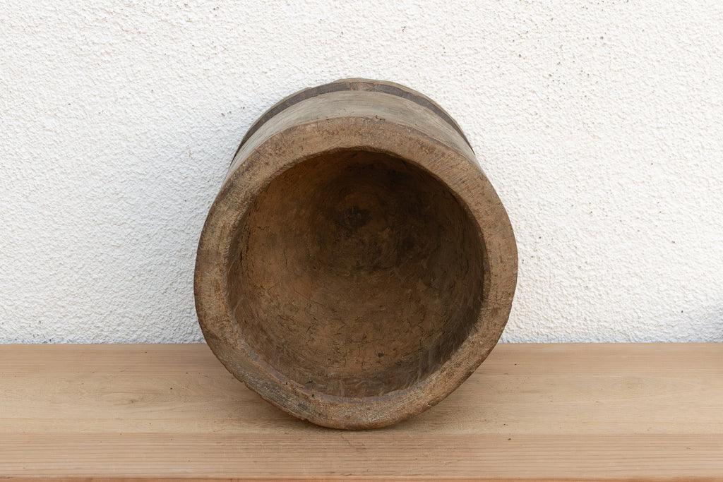 Antique Patinated Pedestal Mortar Vessel