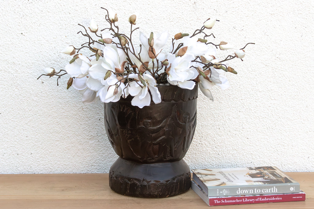 Antique Figural Wood Carved Vessel