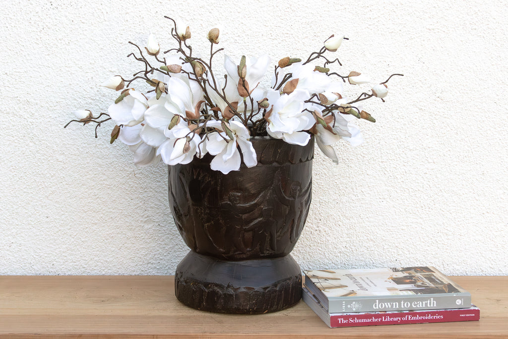 Antique Figural Wood Carved Vessel