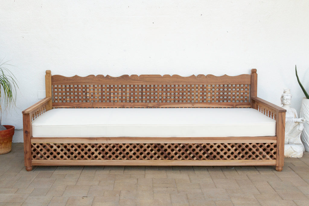 108” Long Grand Moroccan Mousharabi Teak Daybed