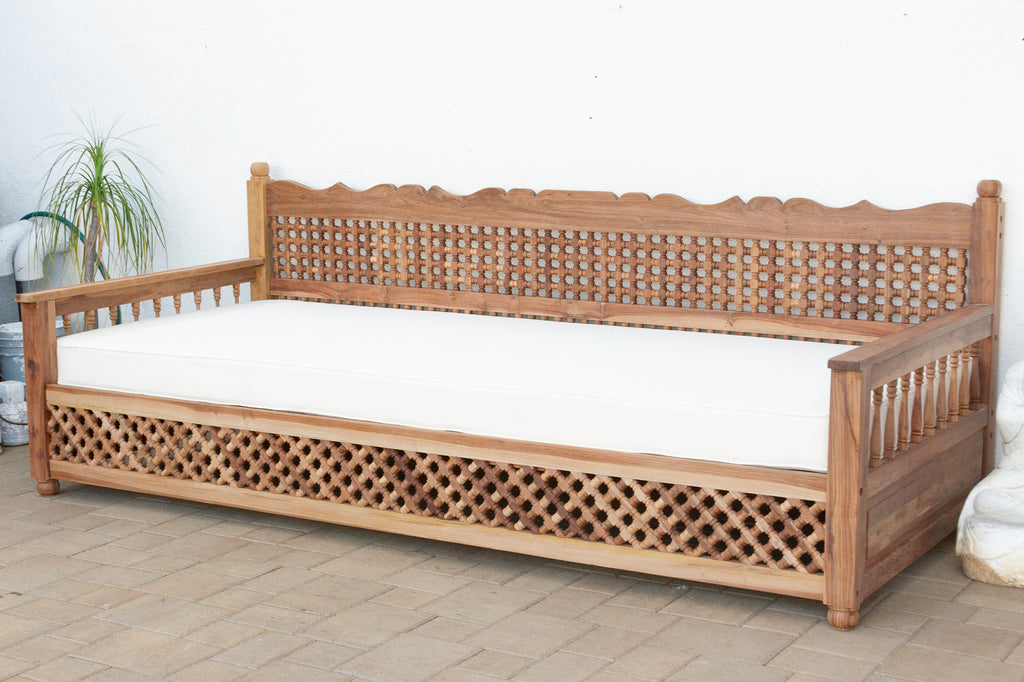 108” Long Grand Moroccan Mousharabi Teak Daybed