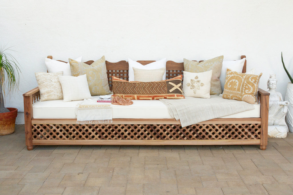 108” Long Grand Moroccan Mousharabi Teak Daybed