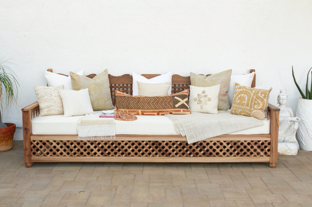 108” Long Grand Moroccan Mousharabi Teak Daybed