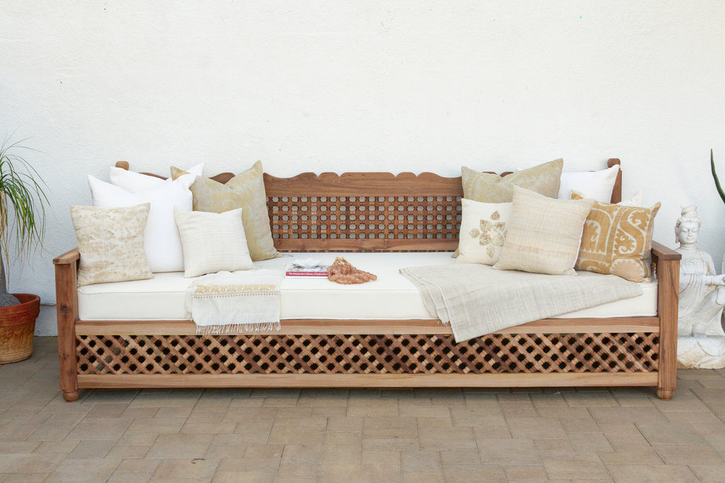 108” Long Grand Moroccan Mousharabi Teak Daybed