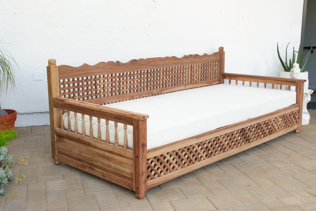 108” Long Grand Moroccan Mousharabi Teak Daybed