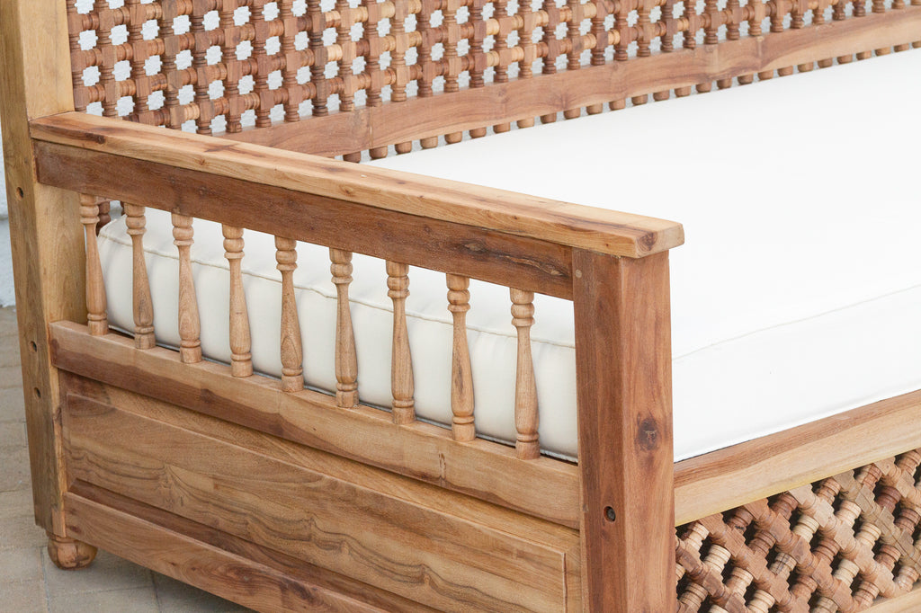 108” Long Grand Moroccan Mousharabi Teak Daybed