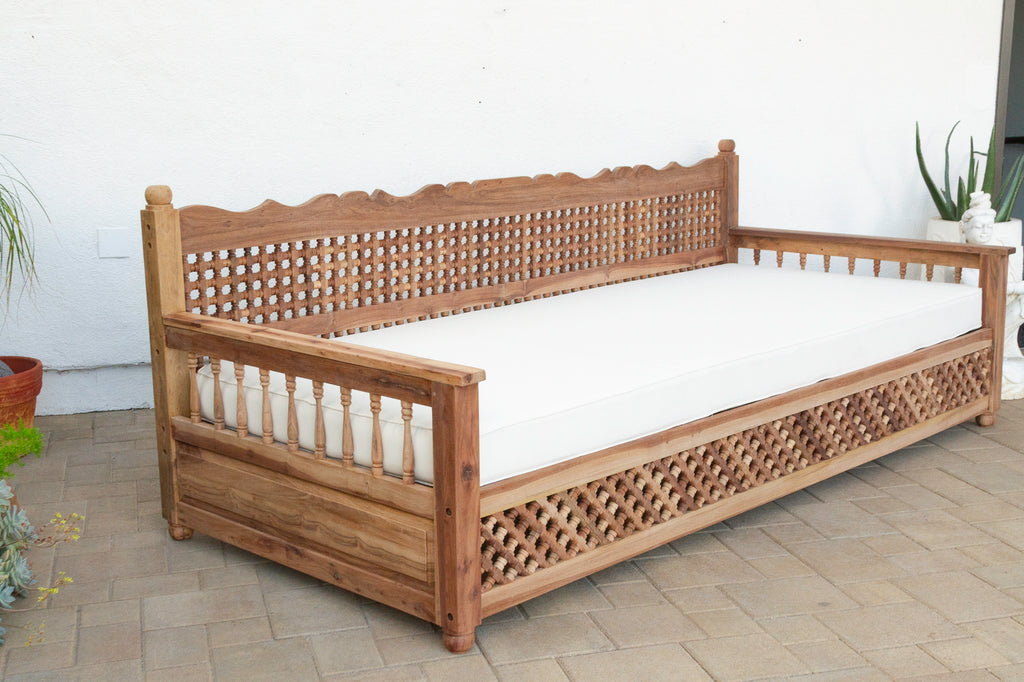 108” Long Grand Moroccan Mousharabi Teak Daybed