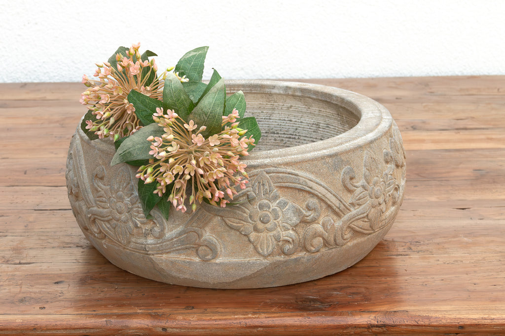 Lithic Art, Carved Stone Round Basin