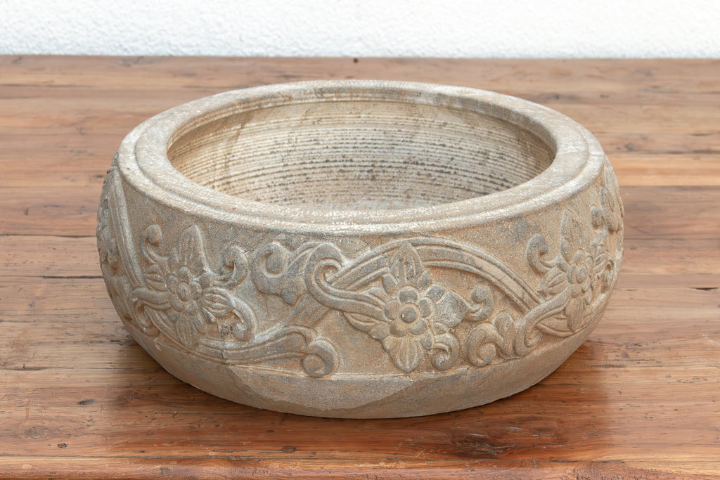 Lithic Art, Carved Stone Round Basin