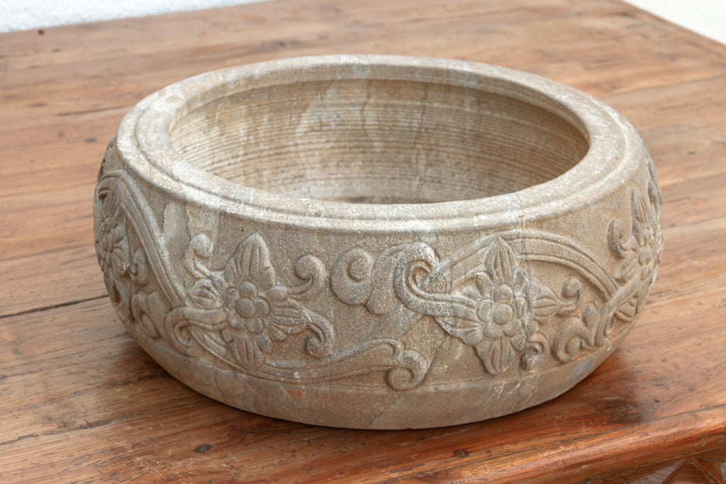 Lithic Art, Carved Stone Round Basin