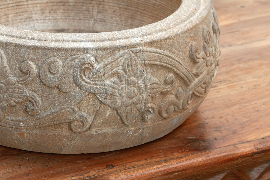 Lithic Art, Carved Stone Round Basin
