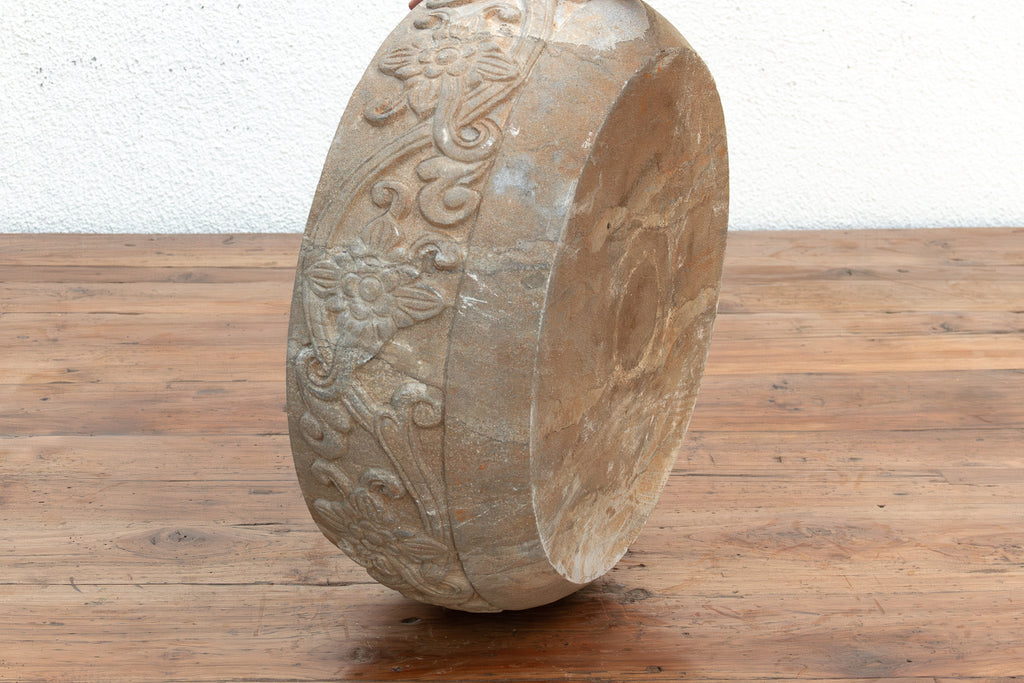 Lithic Art, Carved Stone Round Basin
