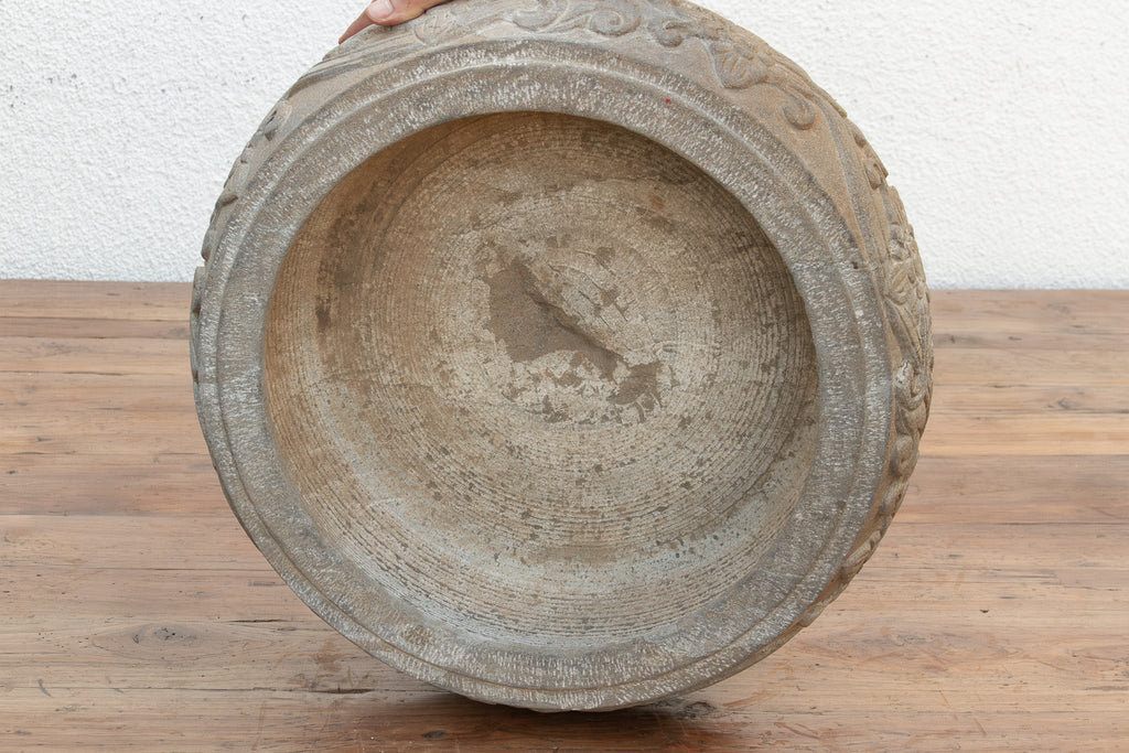 Lithic Art, Carved Stone Round Basin