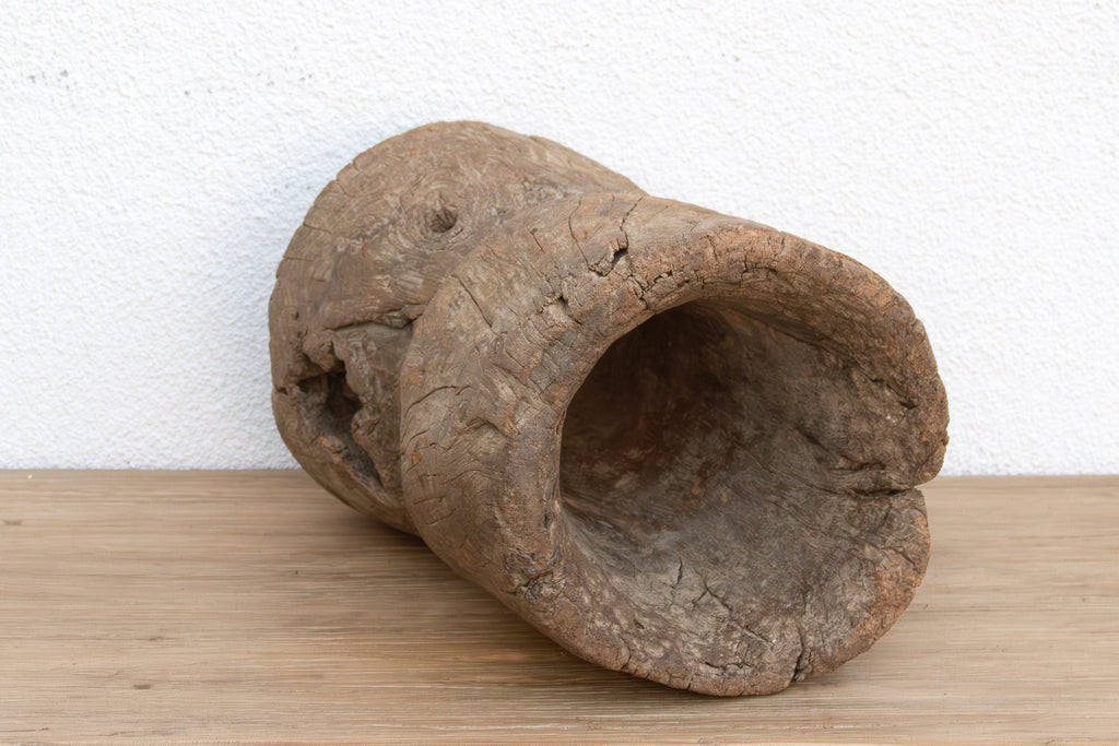 19th Century Oxidized Teak Hourglass Mortar