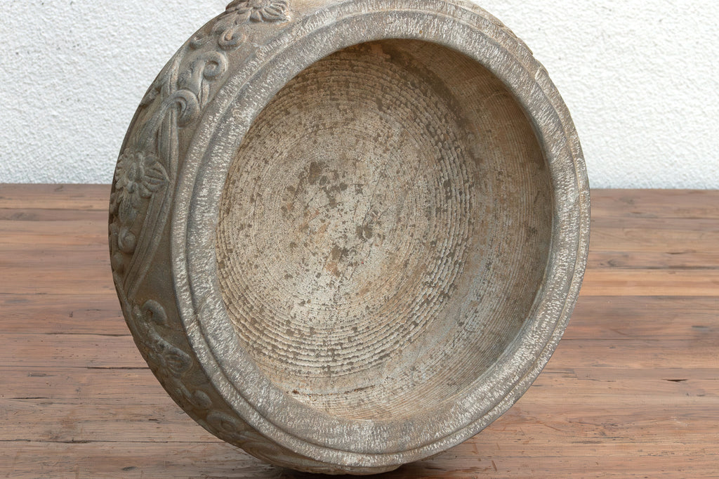 Finely Carved Stone Lotus Urn (Trade)