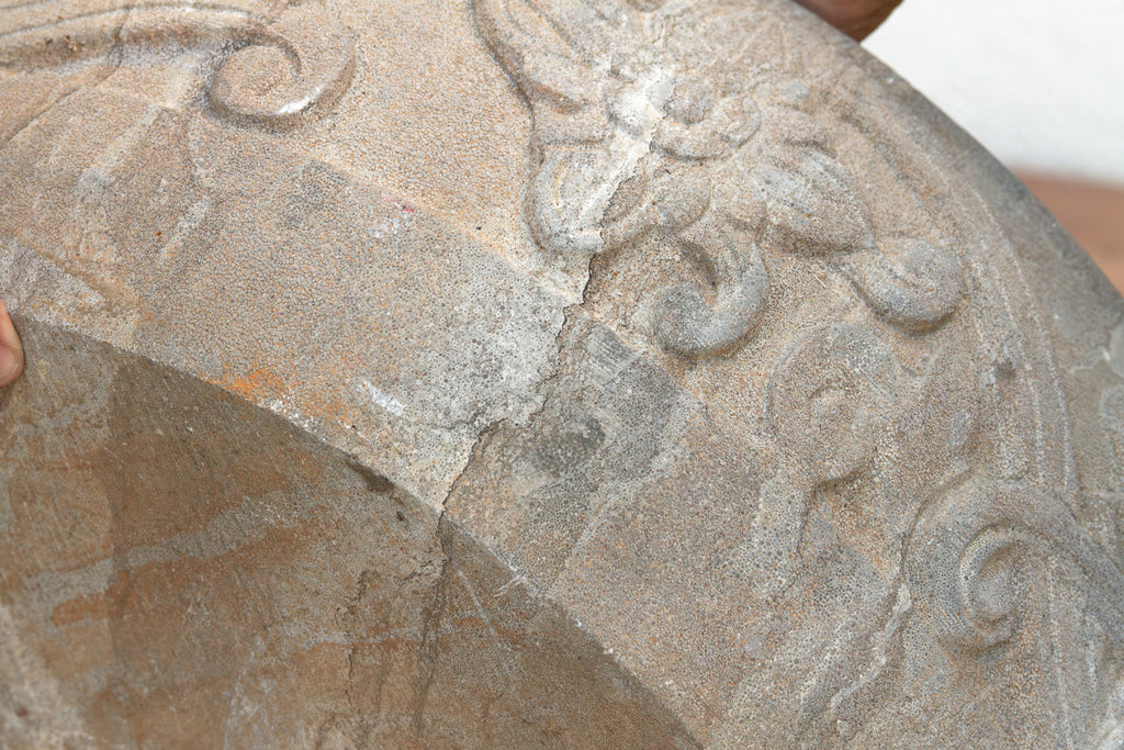 Sculptural Floral Motif Stone Vessel