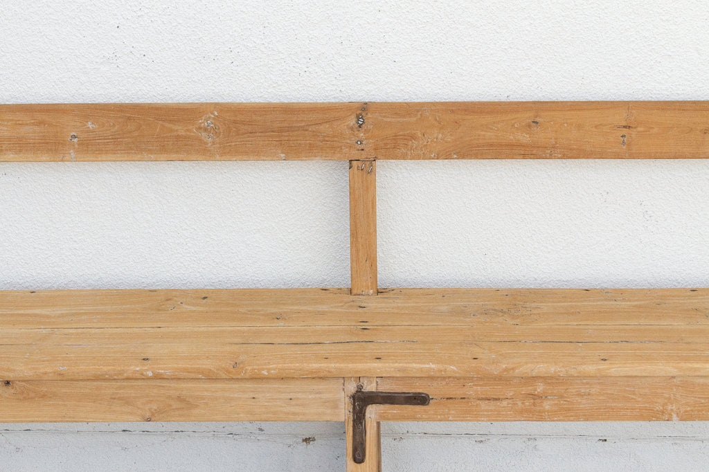 1860's French Bleached Wood Long Bench