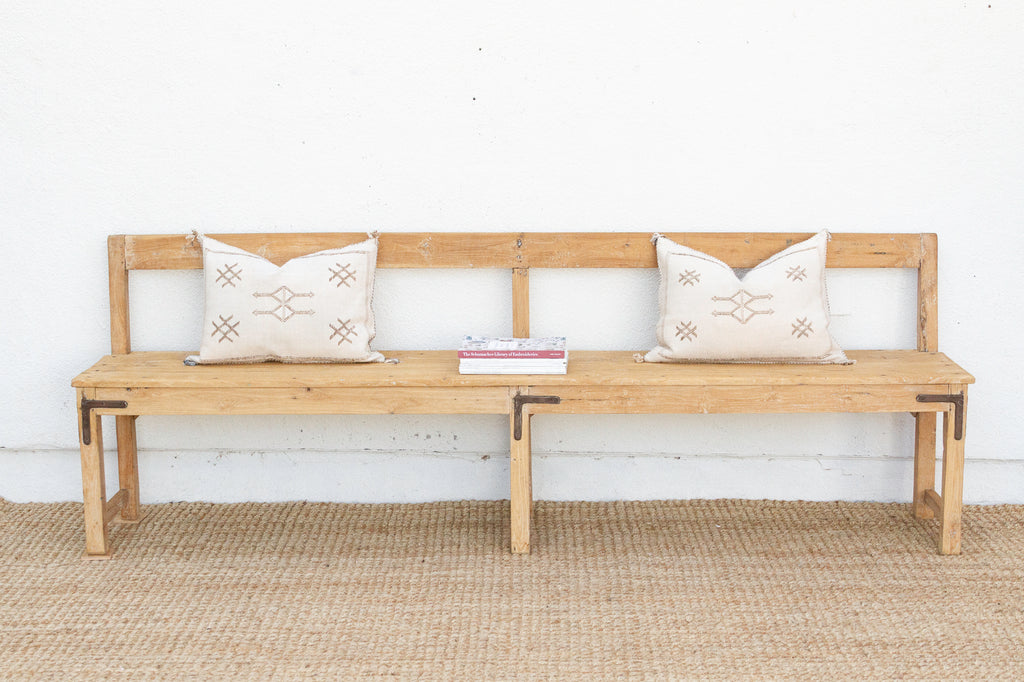 1860's French Bleached Wood Long Bench