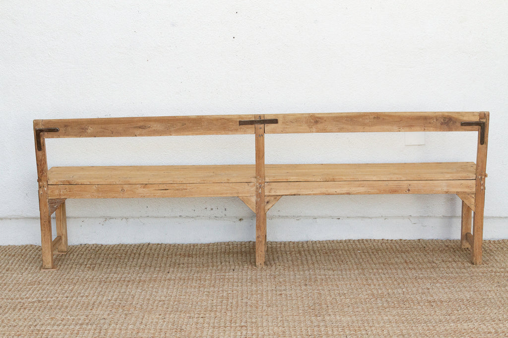 1860's French Bleached Wood Long Bench