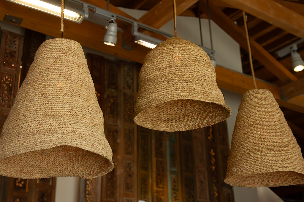 Tall Coastal Bell Shape Sea Grass Woven Lantern