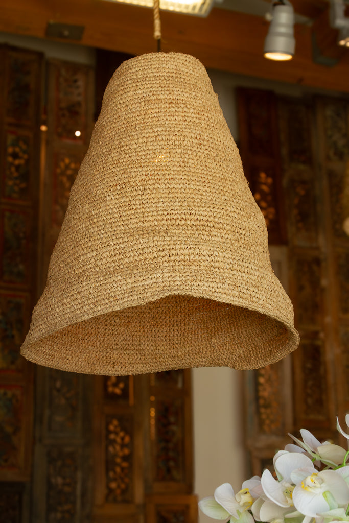 Tall Coastal Bell Shape Sea Grass Woven Lantern