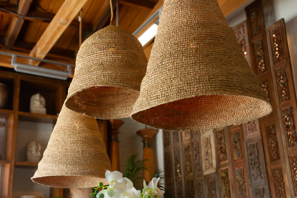 Tall Coastal Bell Shape Sea Grass Woven Lantern