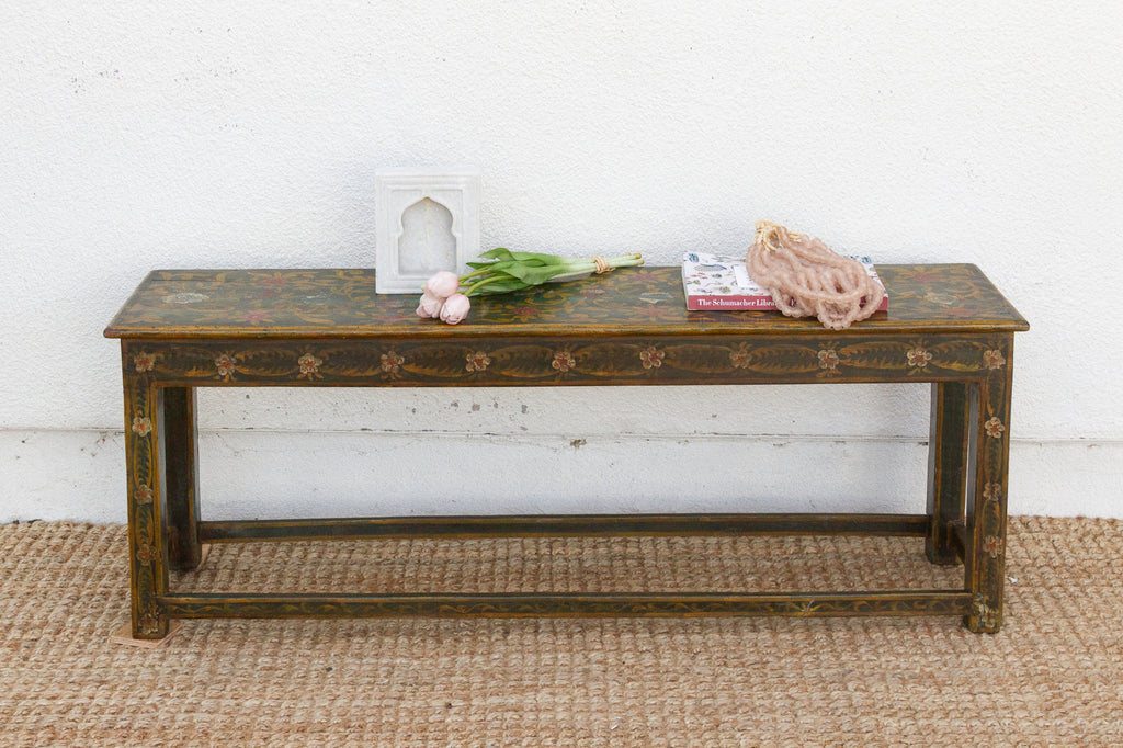 Vintage Jaipur Garden Floral Painted Bench