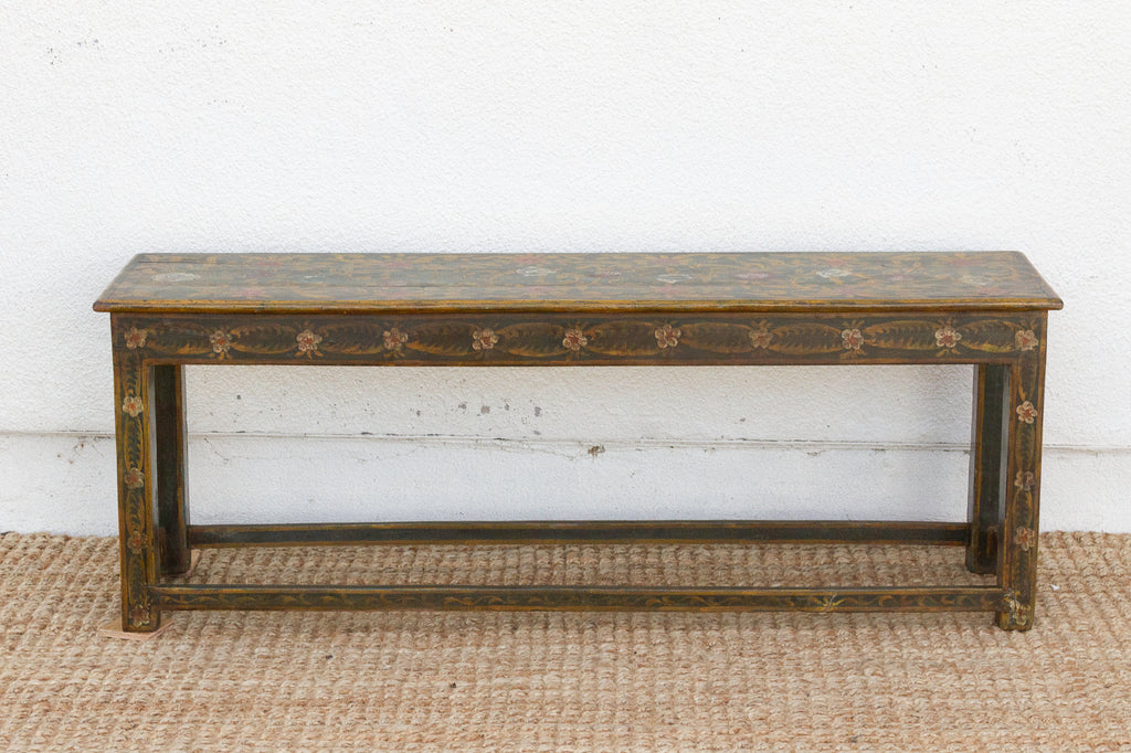 Vintage Jaipur Garden Floral Painted Bench