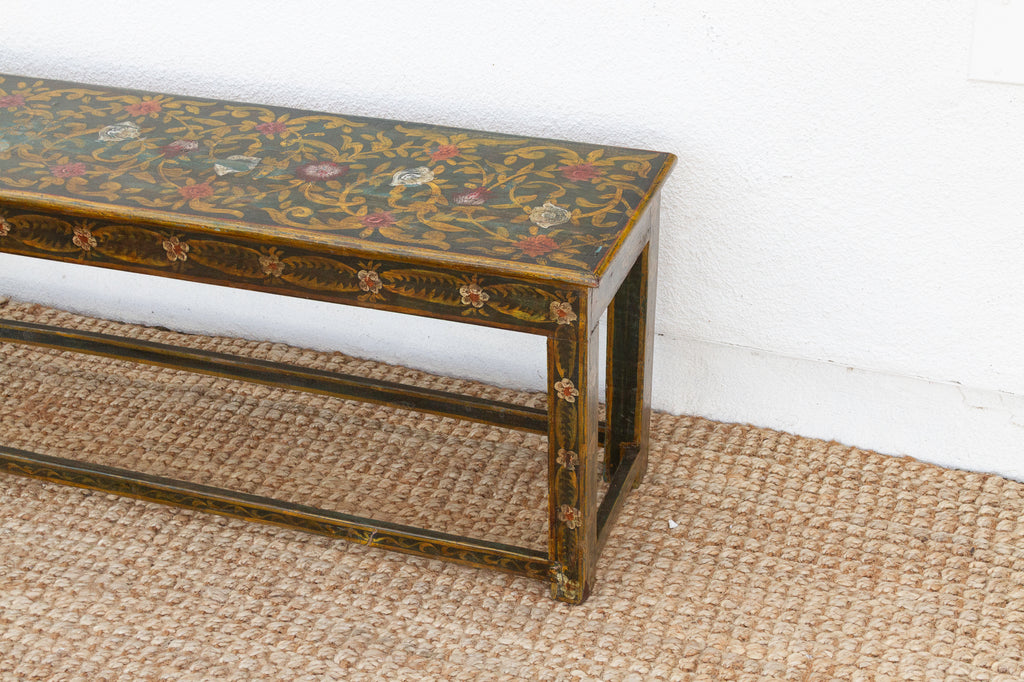 Vintage Jaipur Garden Floral Painted Bench