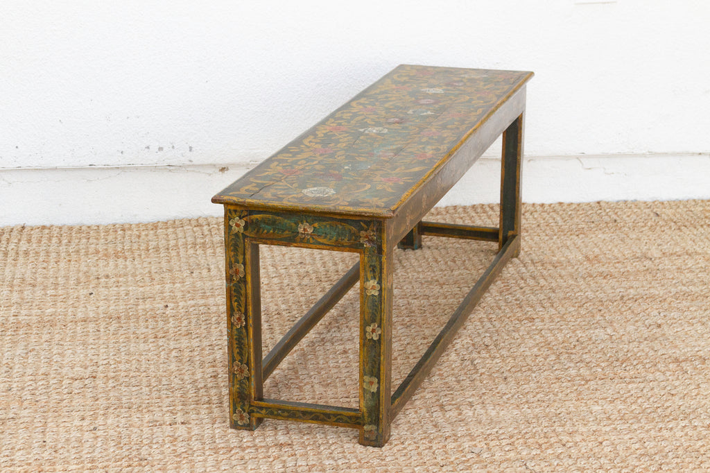 Vintage Jaipur Garden Floral Painted Bench