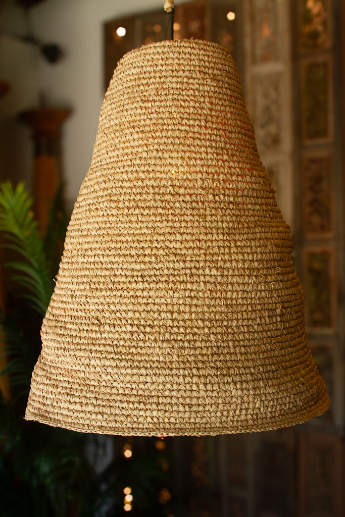Tall Coastal Bell Shape Sea Grass Woven Lantern