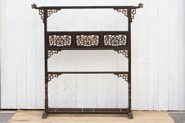 Finely Carved Lattice Wood Rack