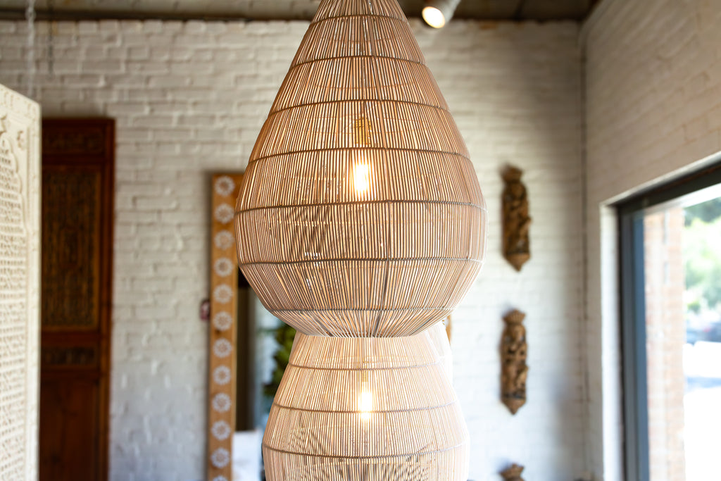 Luminous Metal Frame Tiered Laced Pendant Lantern