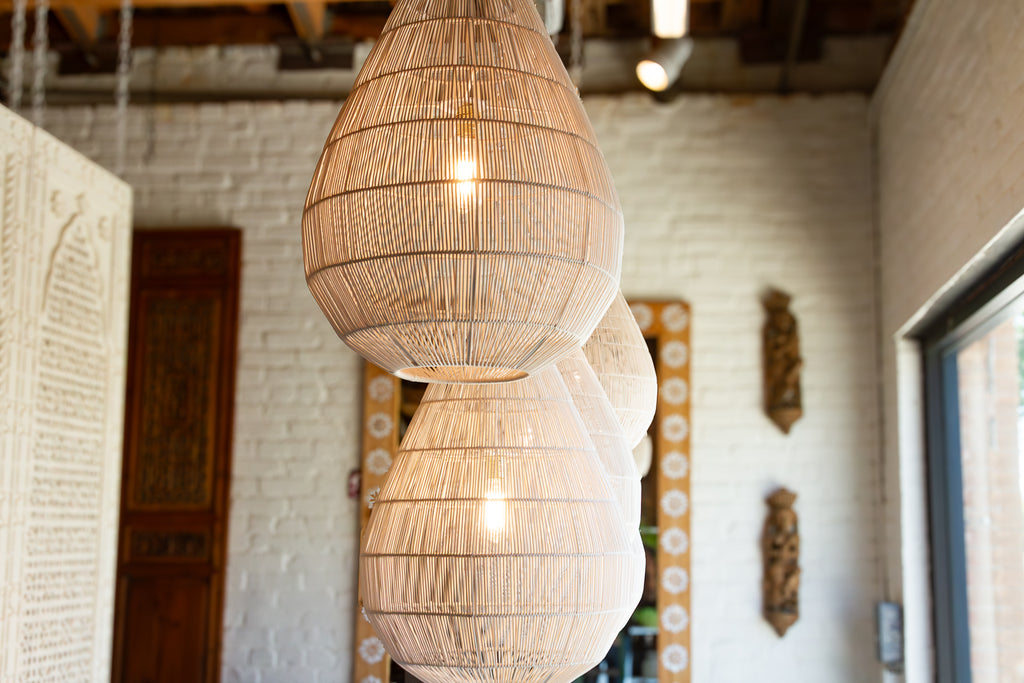 Luminous Metal Frame Tiered Laced Pendant Lantern
