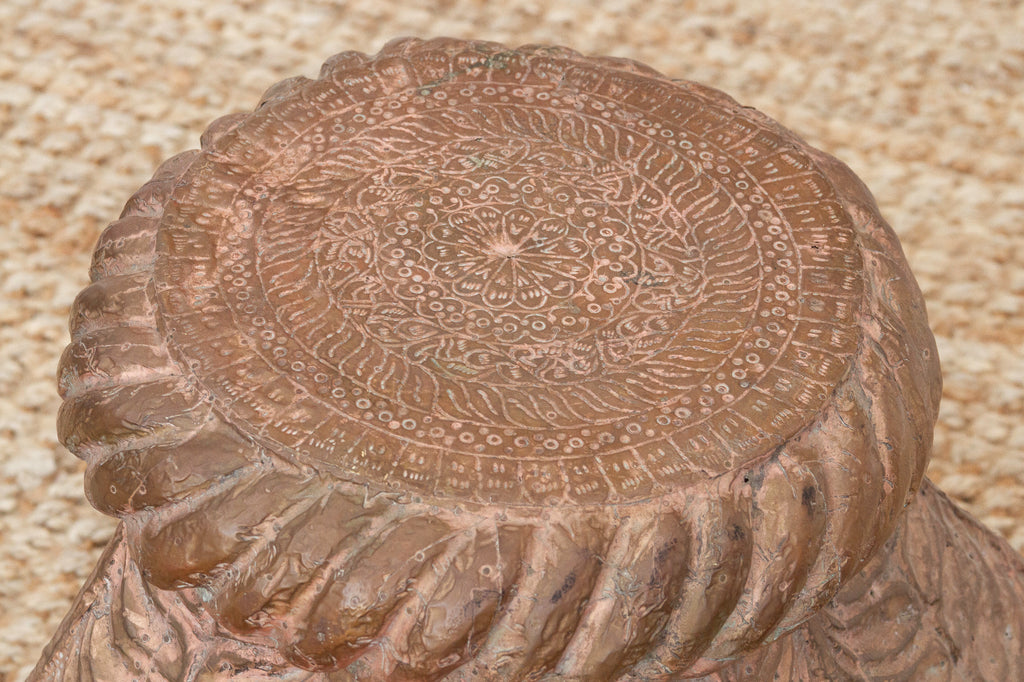 Pair of Antique Indian Pedestals with Engraved Metal