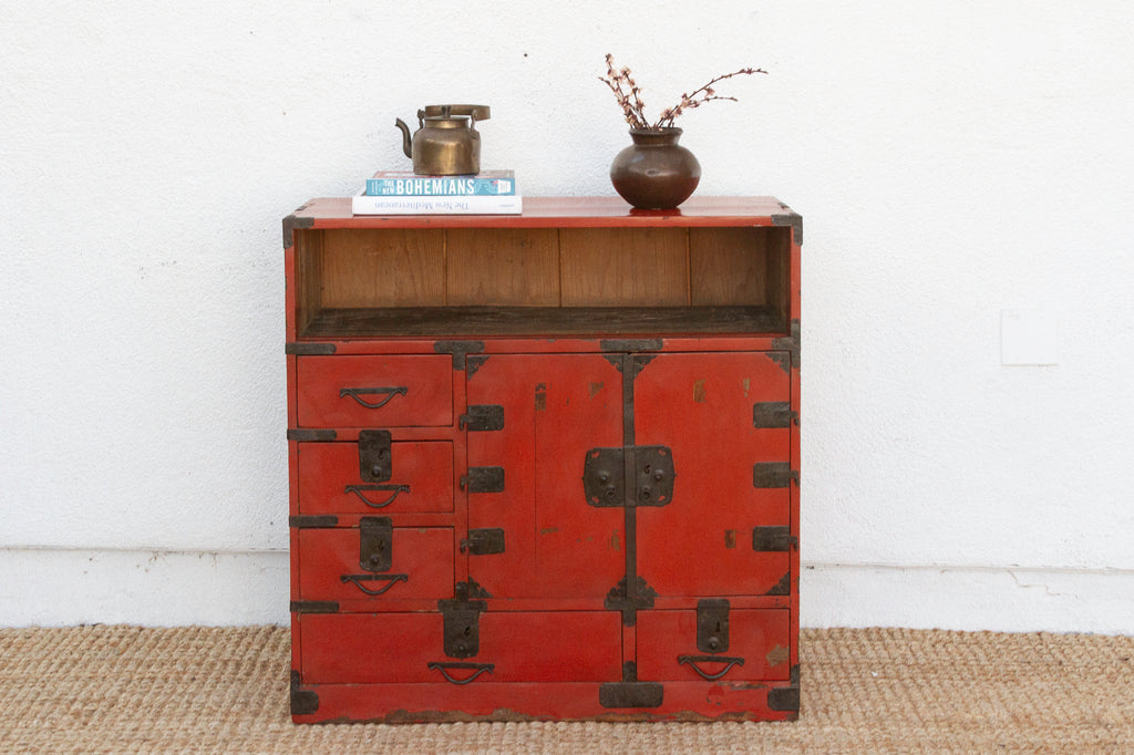 Zen & Fire Vintage Japanese Painted Tansu Chest