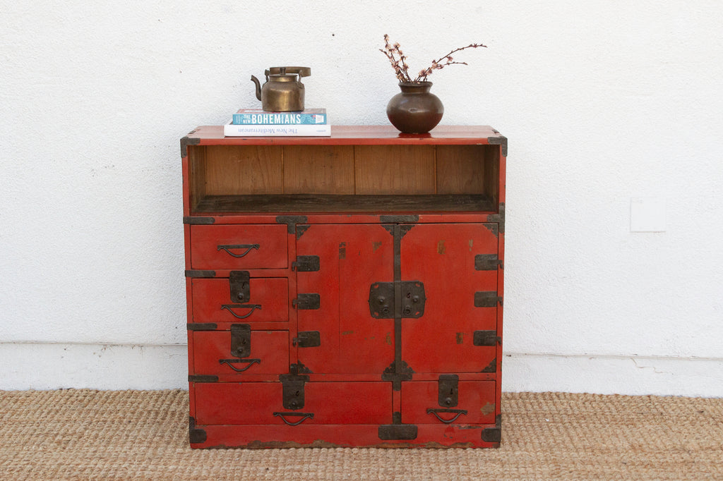 Zen & Fire Vintage Japanese Painted Tansu Chest