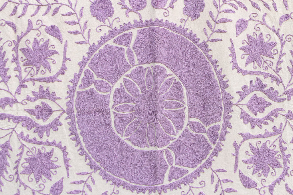 Lavender Pomegranate Hand-Embroidered Suzani Throw