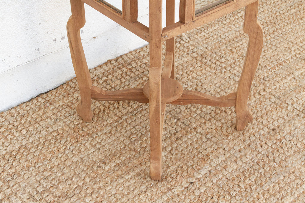 Small Antique Teak Colonial Mirror Side Table