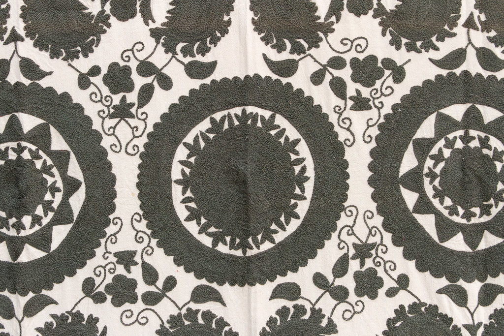 Stone Medallion Hand-Embroidered Suzani Throw