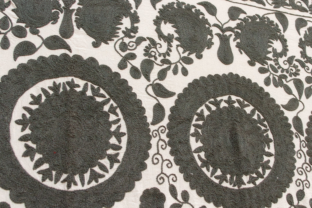 Stone Medallion Hand-Embroidered Suzani Throw