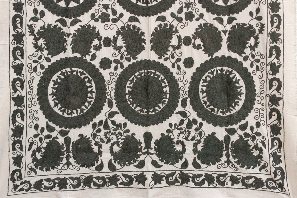 Stone Medallion Hand-Embroidered Suzani Throw